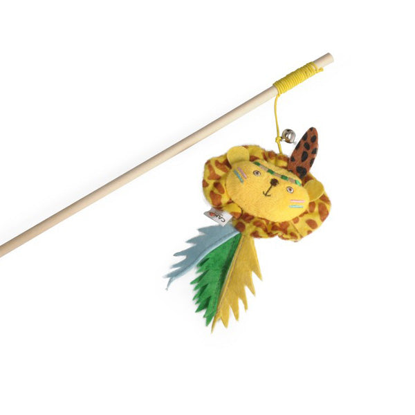 Wooden Cane with Jungle Figure with Catnip and Bell