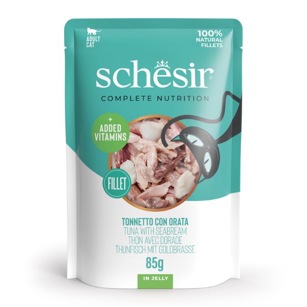Schesir Complete Nutrition Per Gatti Adulti Filetti in Gelatina Tonnetto Con Orata 85gr