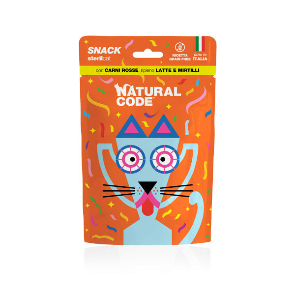 Snack Gatti Sterilizzati con Carni Rosse Latte e Mirtilli