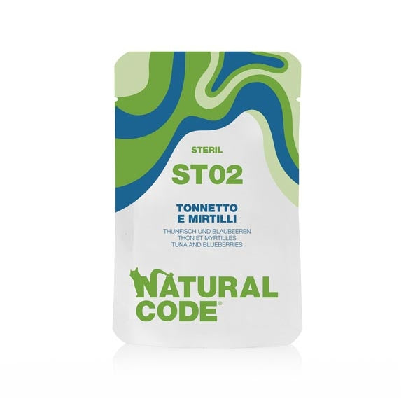 Natural Code ST02 Tonnetto e Mirtilli Gatti Sterilizzati 70gr