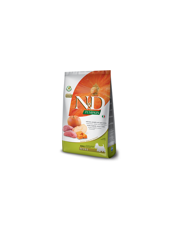 Farmina Natural & Delicious Pumpkin Grain Free Adult Mini con Cinghiale, Zucca e Mela 800gr