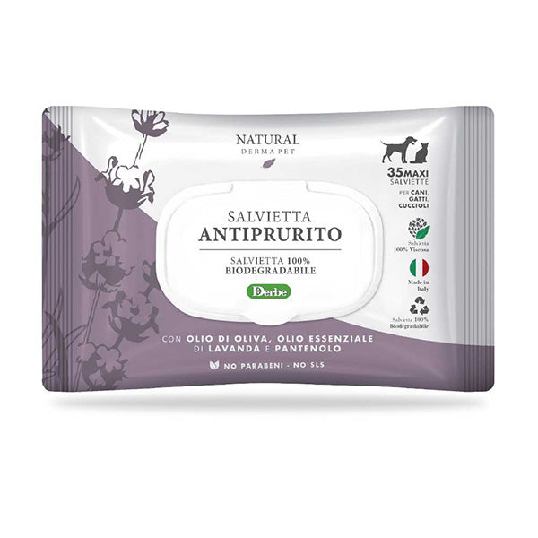 Salviette Antiprurito Funzionali con Lavanda  Olio di Oliva e Pantenolo