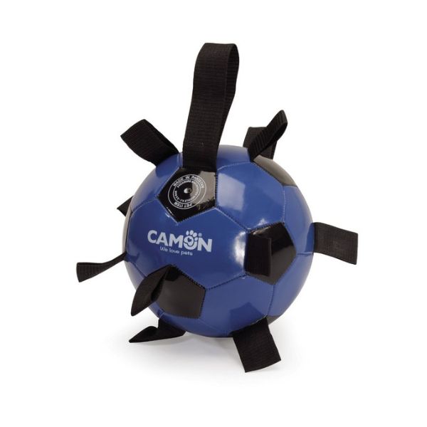 Camon Palla da calcio per cani nero e blu