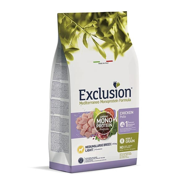 Exclusion Mediterraneo Monoprotein Light Adult Medium & Large Breed con Pollo 3kg