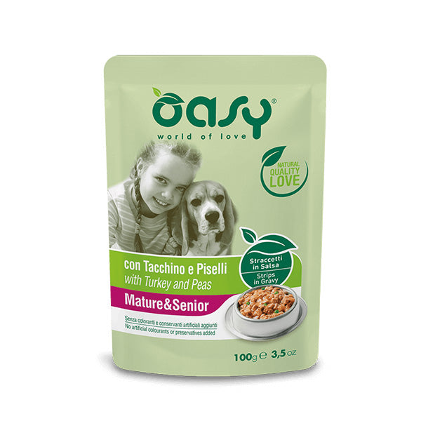 Oasy Straccetti in Salsa Mature & Senior con Tacchino e Piselli 100gr